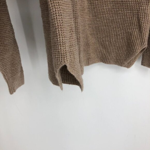 Kersh Light Khaki Tan Camel ribbed Knit V-neck Merino tencel Blend Sweater L - Picture 12 of 16
